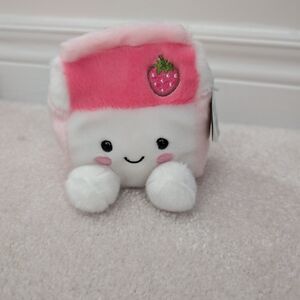 Cute Pink and White Milk Carton Plush Toy